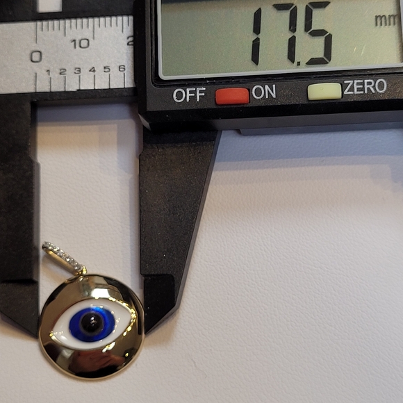 10k Solid Yellow Gold Evil Eye Pendant with Natural Diamonds. - Picture 6 of 6